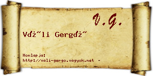 Váli Gergő névjegykártya